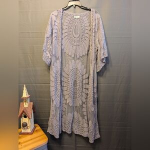 Rebellion Sheer Maxi Kimono in Light Gray